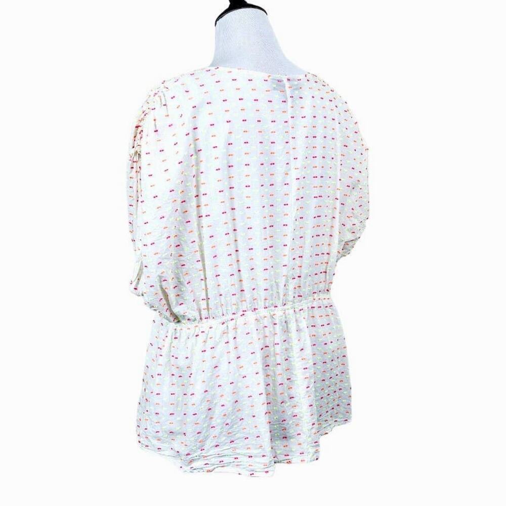 Lane Bryant Size 18/20 Plus Textured Peplum Blouse Dolman Sleeve White - Picture 4 of 11